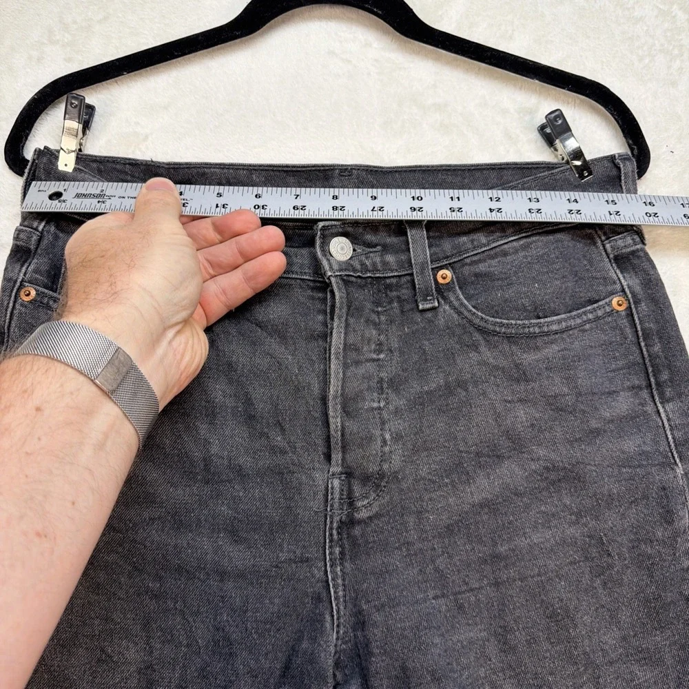 Levi's 501 Cutoff Shorts Mens 29 Button‎ Fly Black Denim Jean Shorts High Rise